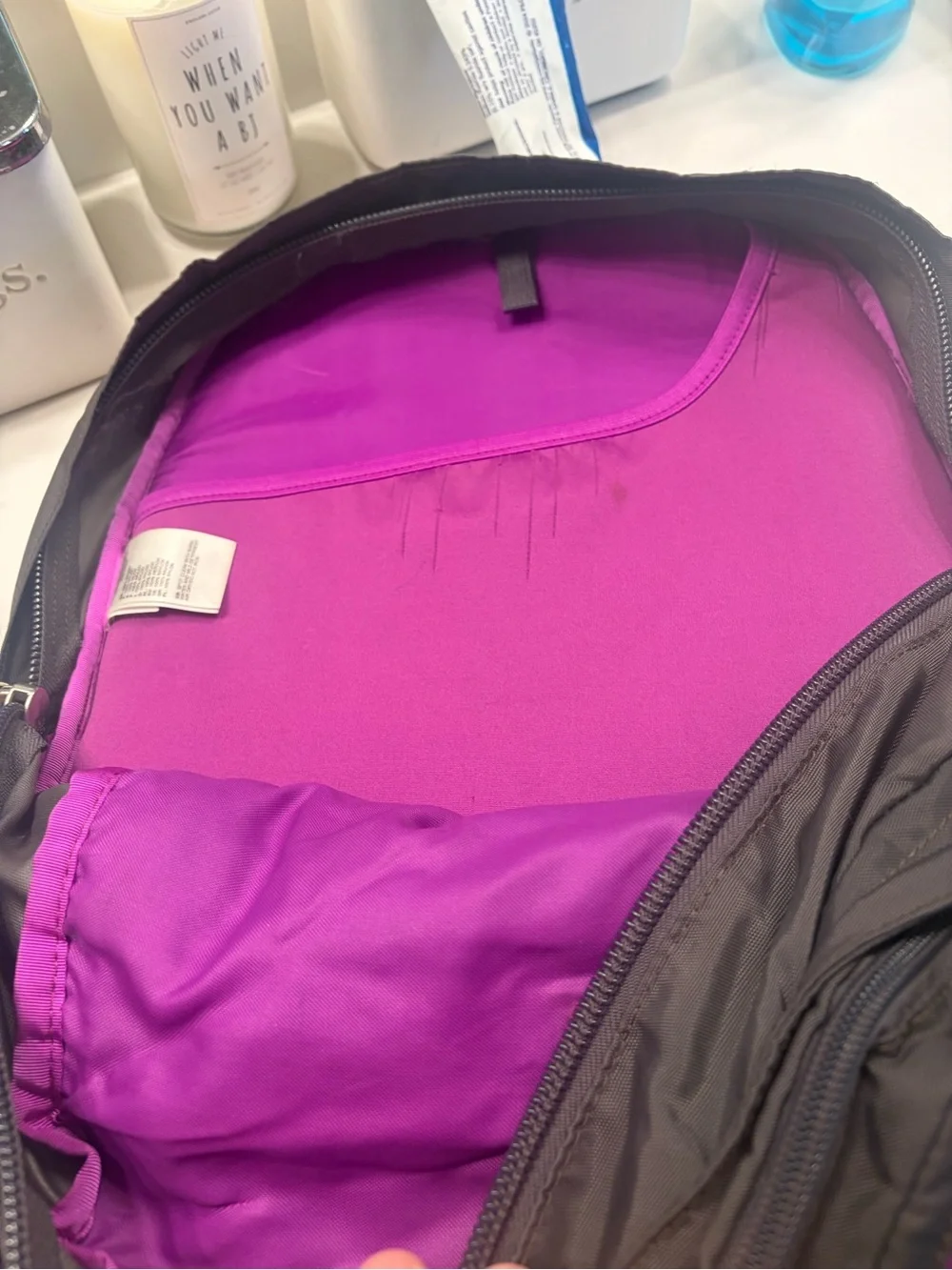The North Face Black Backpack with Purple Accents